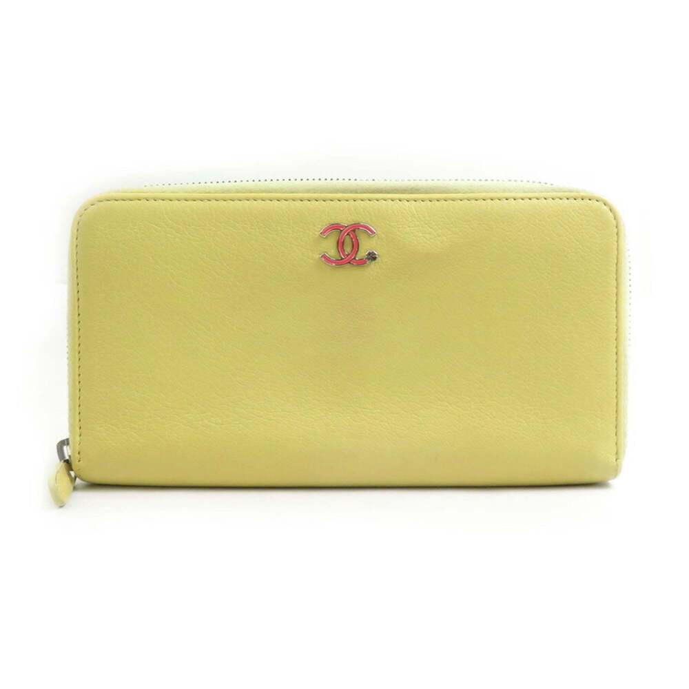 CHANEL Authentic Yellow Leather Wallet